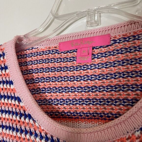 Lilly Pulitzer Multicolor Textured Chevron Crochet Stripe Samora Sweater medium - Picture 2 of 4